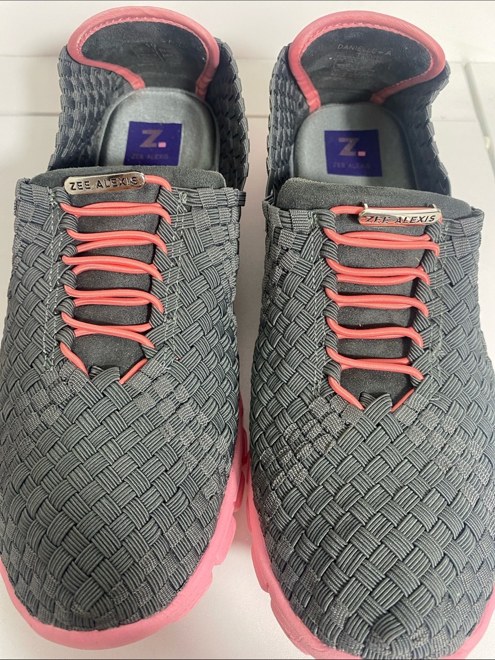 Zee Alexis Gray Woven Slip-On Sneakers with Pink Accents Size 10 - Picture 15 of 16